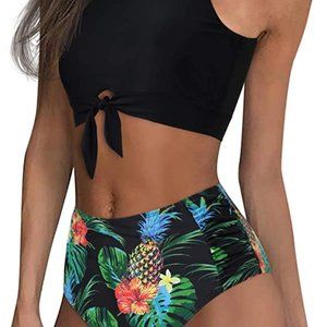 Women Knot Tankini Set Ruched High Waist 2 Piece Bikini SEPARATE SIZES M/L